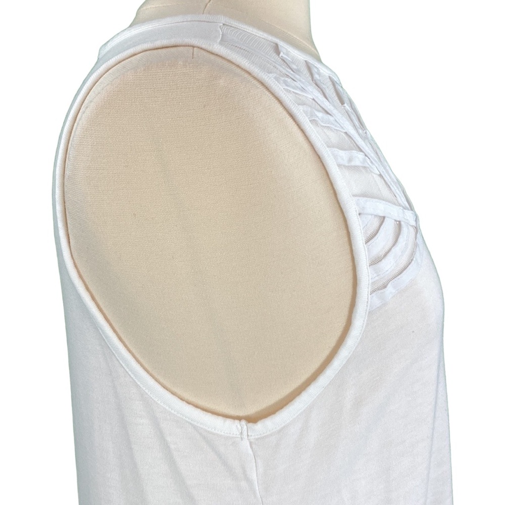 Liz Claiborne Petite White Mesh Front Sleeveless Top - Picture 6 of 16